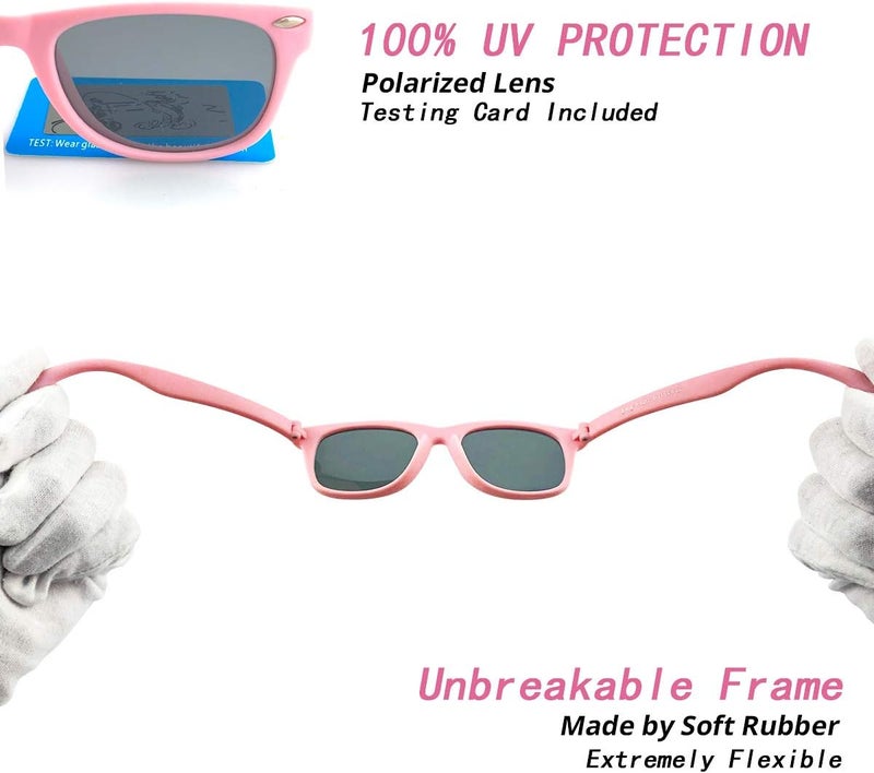 COASION Kids Polarized Sunglasses TPEE Rubber Flexible Shades for Girls Boys Age 3-9 - Image 4